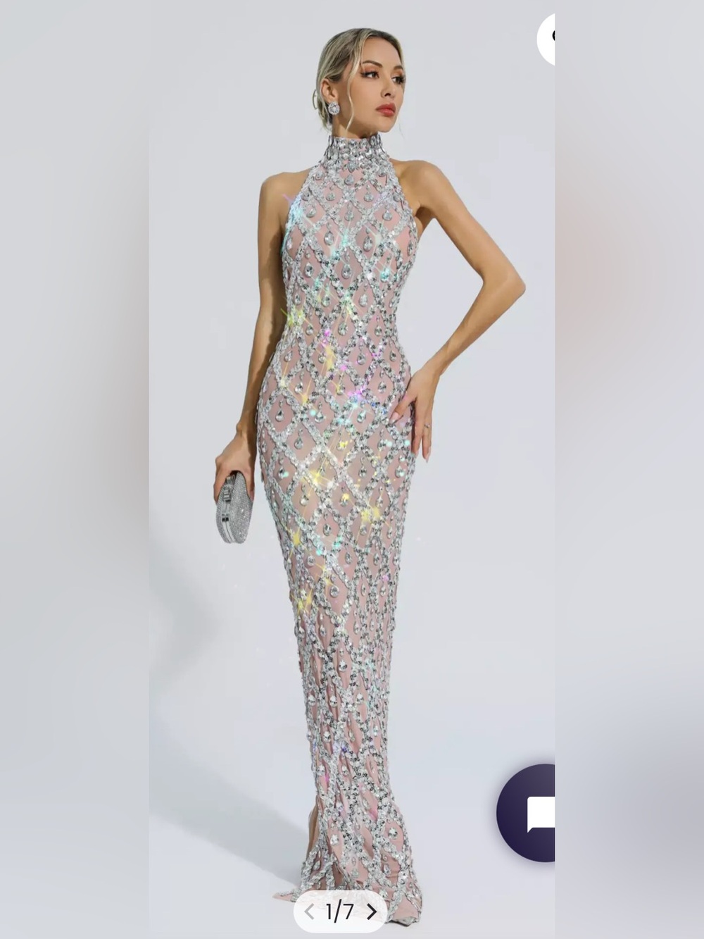 Catchall Louise Silver Diamond Maxi Dress